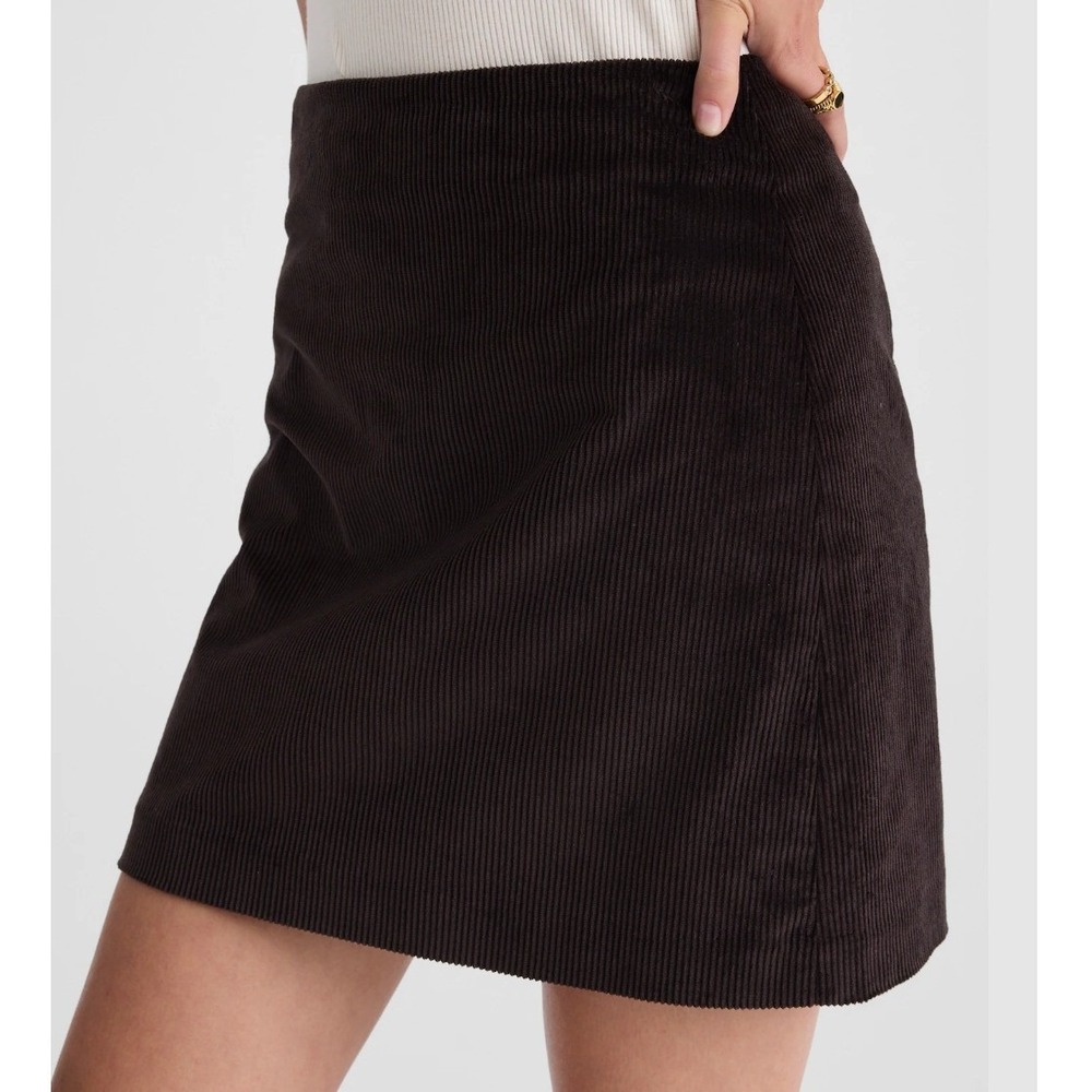 Madewell Corduroy Dark‎ Brown Black Walnut Italian Fabric Mini Skirt Size 8 NEW
